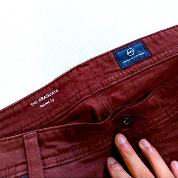 Adriano Goldschmied Pants Mens 38x32 Burgundy The Graduate Tailored Leg Stretch - Picture 5 of 8